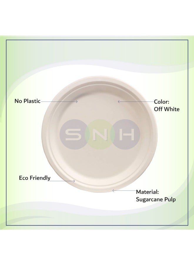 SNH Packing Bagasse Biodegradable Plate 9 Inch Made From Sugarcane Plates 50 Pieces - Image 4